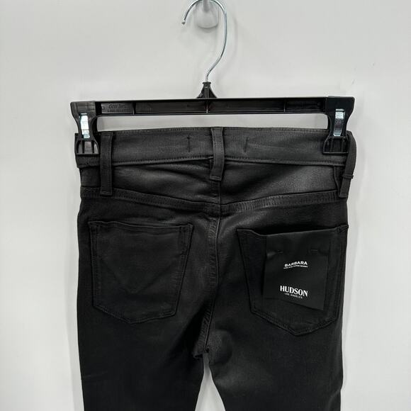 Hudson Jeans NWT Barbara High Waisted Super Skinny Coated Black Jeans // 24 - Picture 7 of 13